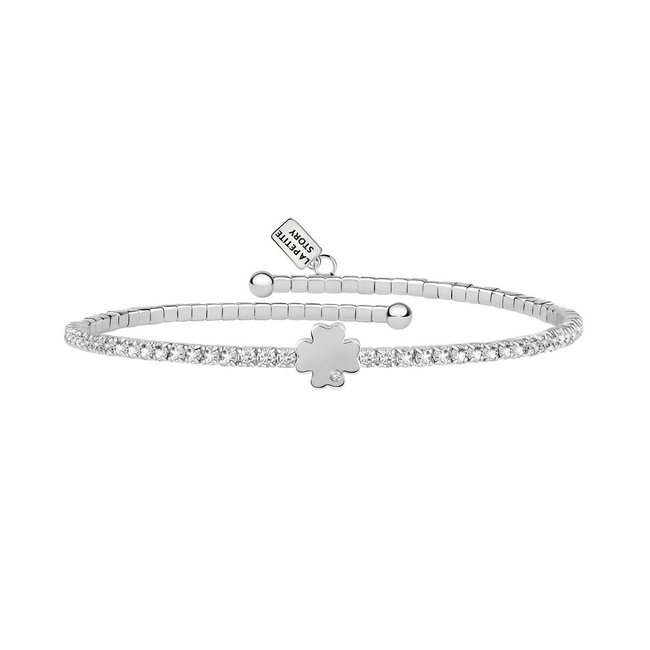 Bracelet en laiton et cristal argent et blanc <span itemprop=