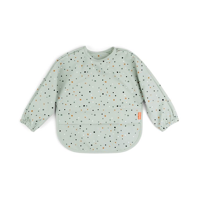 Bavoir manches longues avec poche vert <span itemprop=