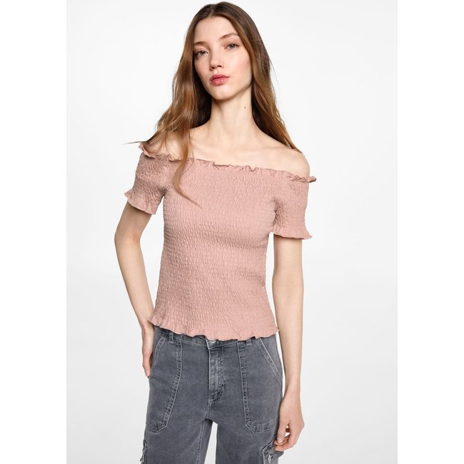 Top drapé épaules dénudées - MANGO TEEN