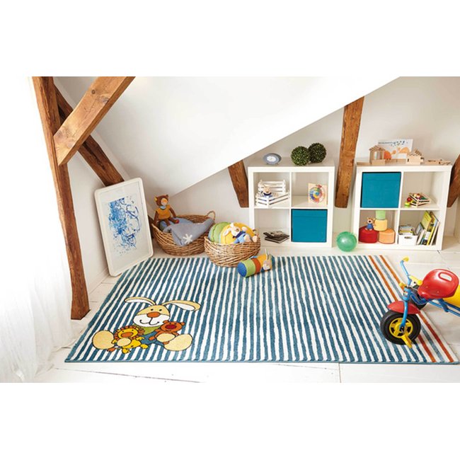 Tapis enfant motif enfant rayé , SEMMEL BUNNY - SIGIKID