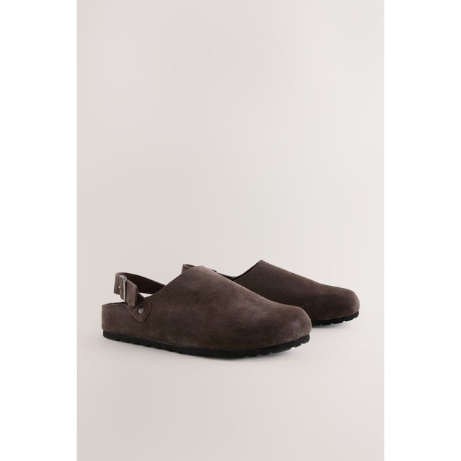 Mules à bout fermé avec bride marron <span itemprop=