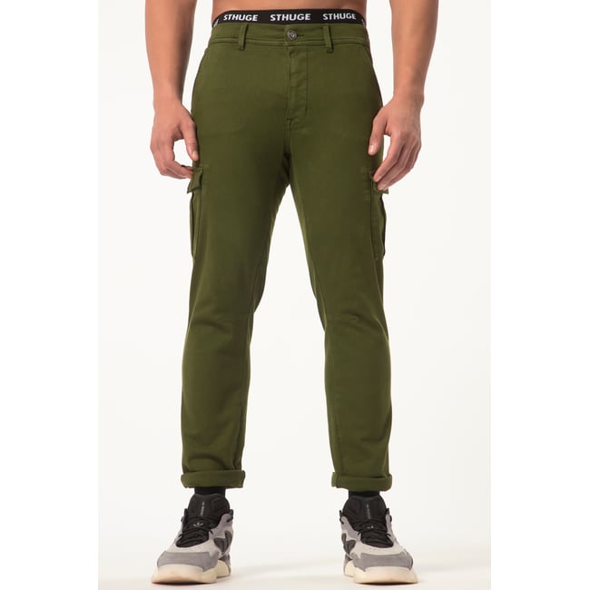 Pantalon cargo FLEXLASTIC® vert de la mer <span itemprop=