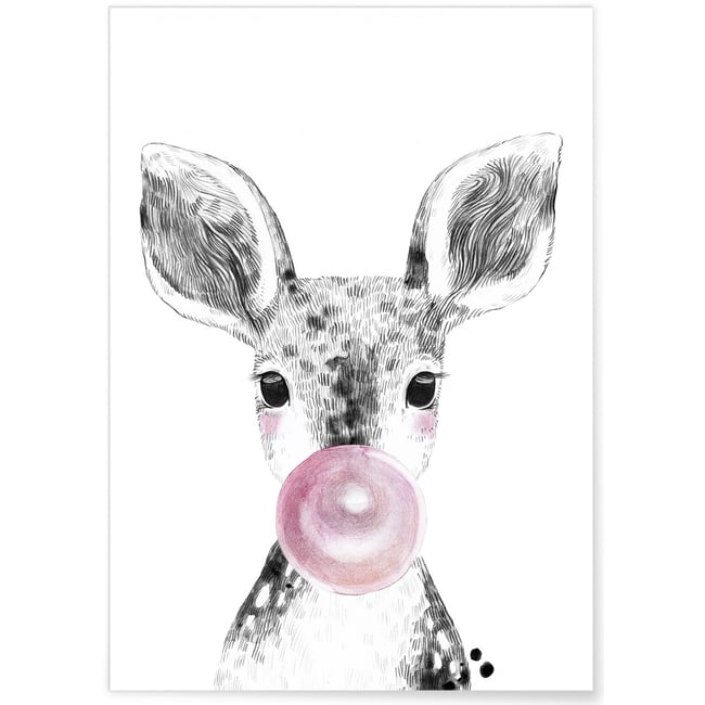 Affiche 'Bulle de Biche Rose' Couleur blanc <span itemprop=