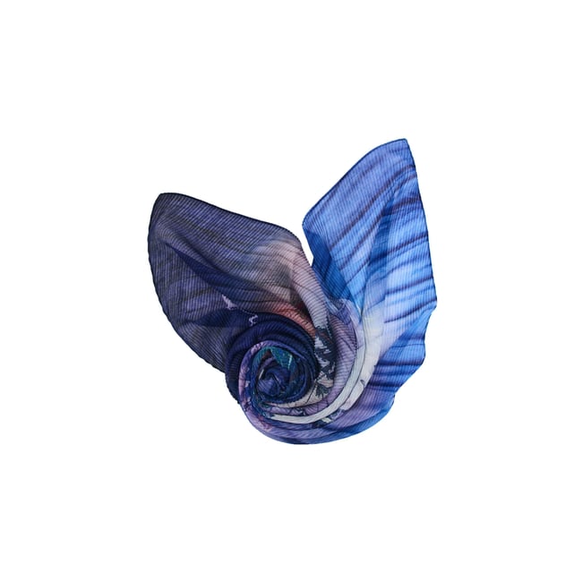 Foulard imprimé fleurs bleu <span itemprop=
