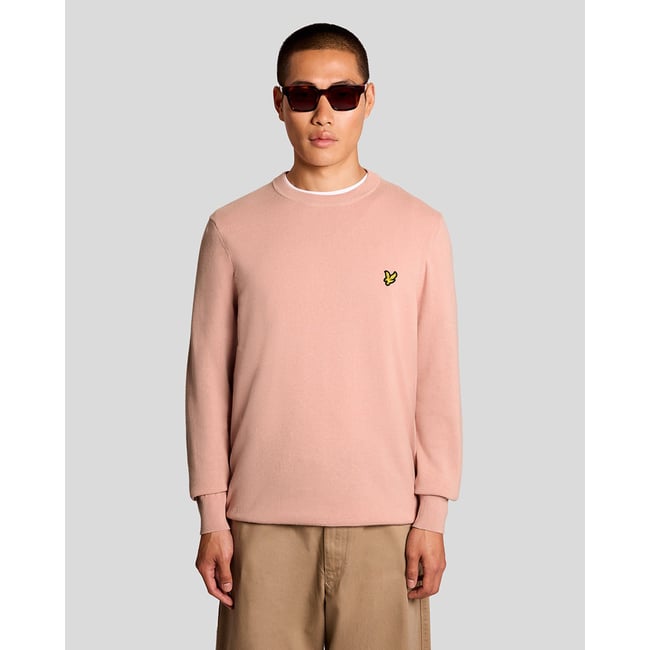 Pull en coton col rond rose pamplemousse <span itemprop=