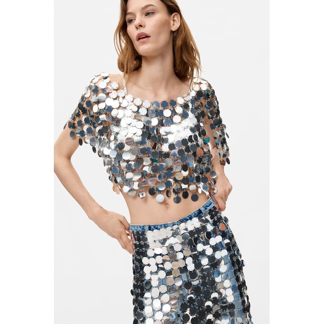Cape à sequins multicolore <span itemprop=