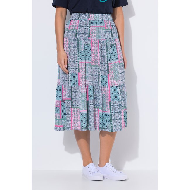 Jupe midi taille élastique et coupe évasée rose vif <span itemprop=