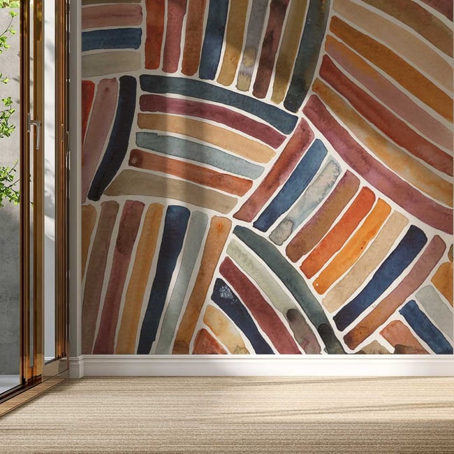 Papier peint sillons colorés Couleur intissé <span itemprop=