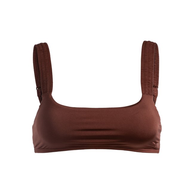 Haut de maillot de bain bikini bralette SILKY ISLAND. marron root beer <span itemprop=