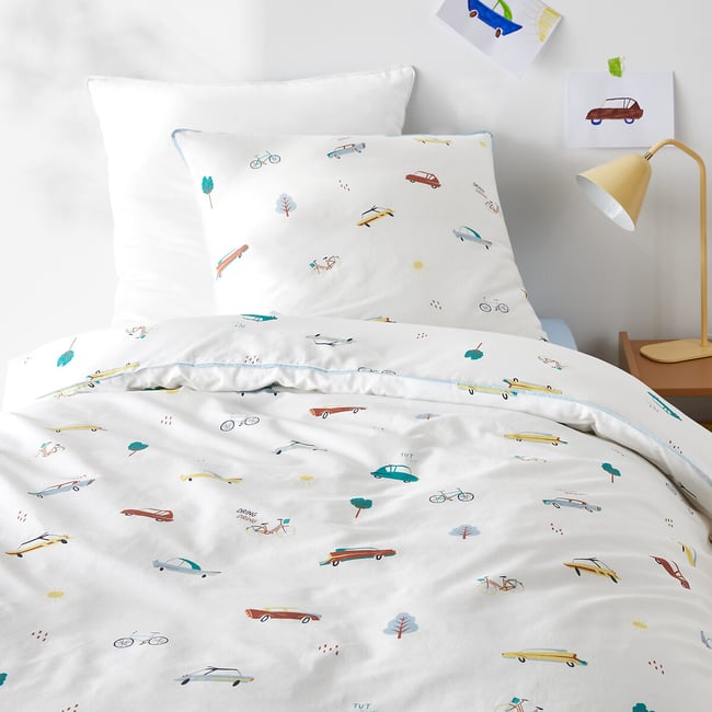 Parure de lit 50% coton recyclé, Emiliano imprimé <span itemprop=