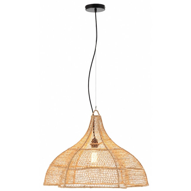 Suspension ajourée en raphia Couleur naturel <span itemprop=
