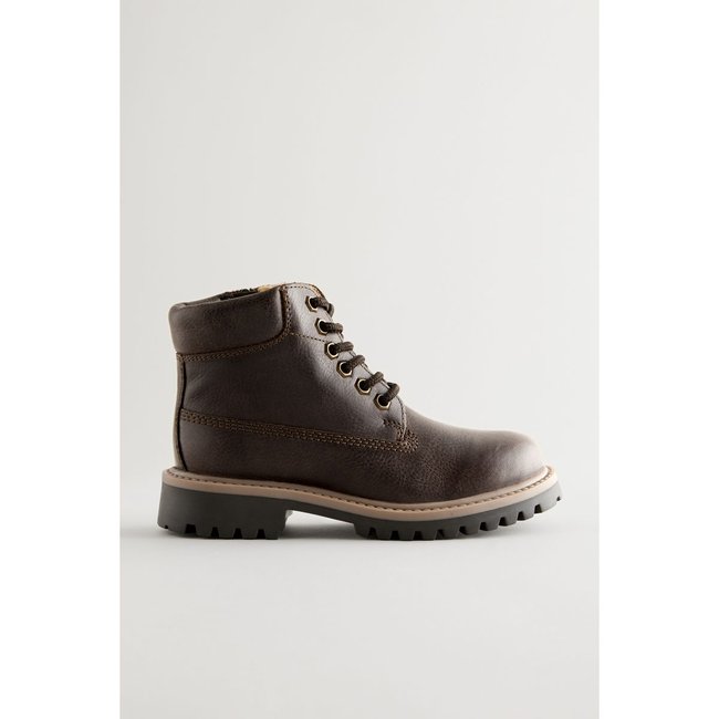 Bottines style fonctionnel à lacets marron chocolat <span itemprop=