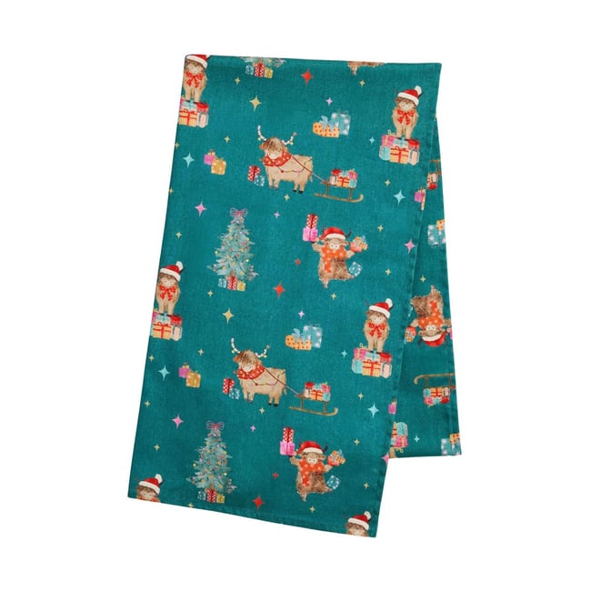 Nappe motif hamish de noël facile à nettoyer vert <span itemprop=