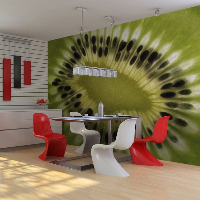 Papier peint intissé panoramique Motifs de cuisine fruits: kiwi Couleur noir <span itemprop=