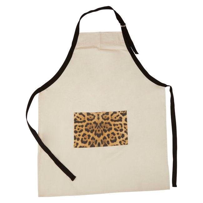 Cotton Apron in Leopard Print, black, SO'HOME