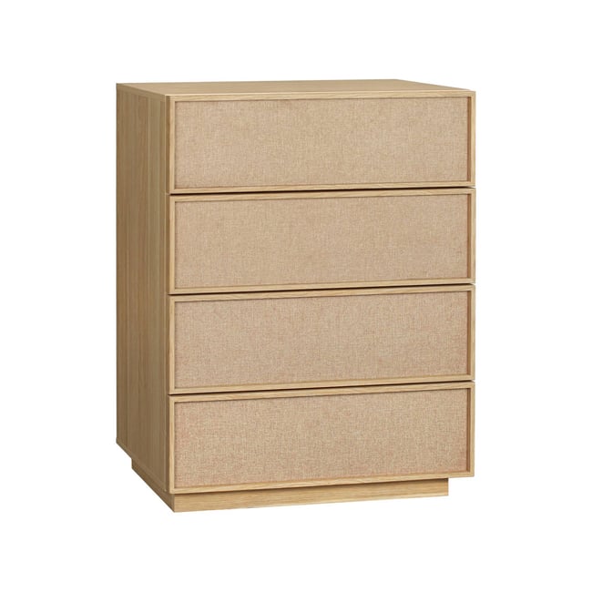 Commode de rangement décor bois et tissu 4 tiroirs KUBA - SWEEEK