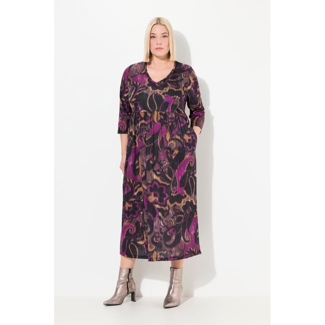 Robe maxi en jersey toucher coton cerise noire <span itemprop=