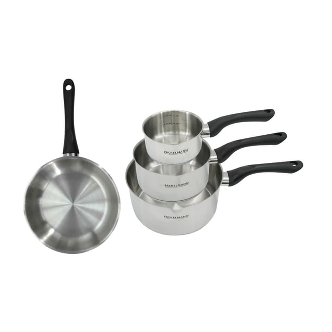 Batterie 1 poêle 20cm + 3 casseroles 12/16/20cm GENEVA inox|noir <span itemprop=