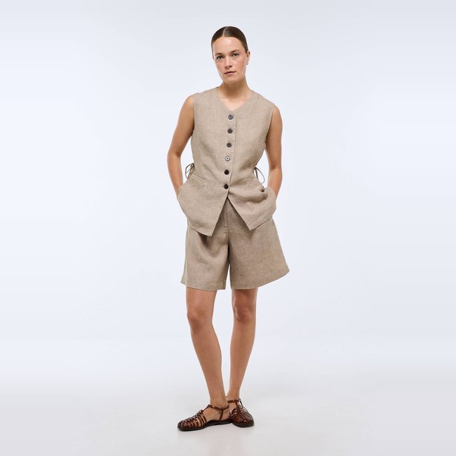 Bermuda en lin bones <span itemprop=