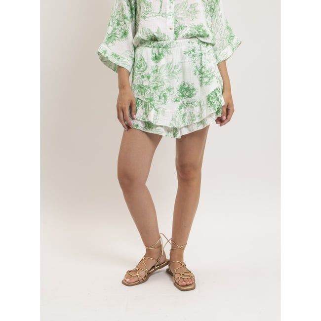 Jupe Courte Gaze De Coton Motifs Toile De Jouy Xalone - DONA LISA
