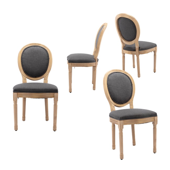 Lot de 4 chaises style classique à dossier ovale, KOAFAB Couleur gris foncé <span itemprop=