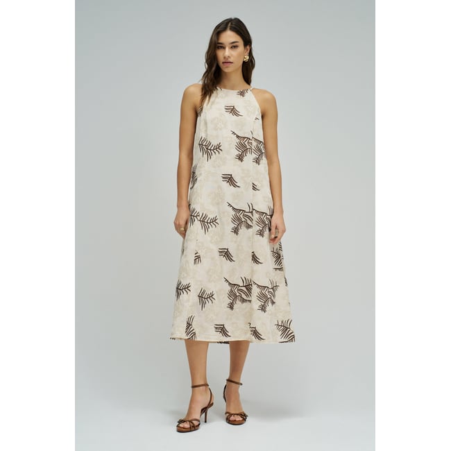 ROBE MIDI AVEC BRODERIES blanc <span itemprop=