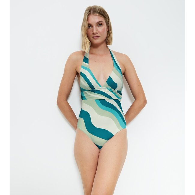 Купальник цельный с глубоким вырезом Summer Mix & Match синий TRIUMPH
