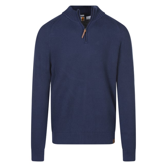 Pull en coton marine uni avec une coupe droite et un col camionneur - TIMBERLAND