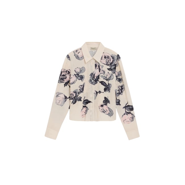 chemise à imprimé fleuri blanc <span itemprop=