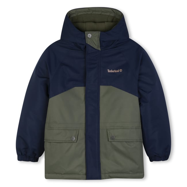 Parka à capuche bleu cargo <span itemprop=
