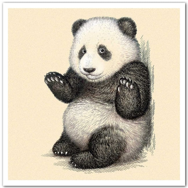 Affiche enfant Affiche illustration vintage panda - HEXOA