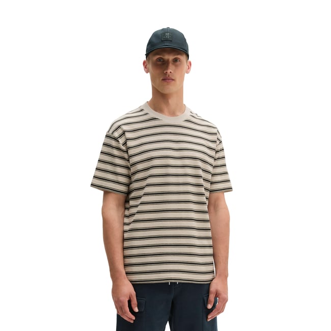 T-shirt relaxed en coton bio et en lin beige <span itemprop=
