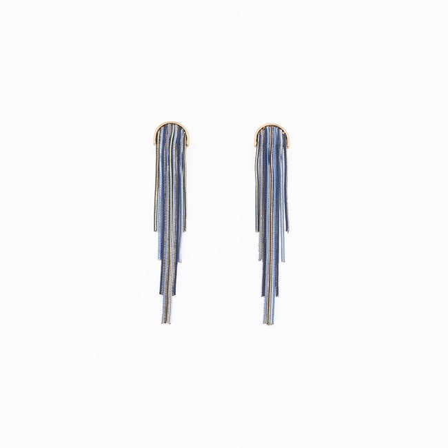 Boucles d'oreilles chaînes bleues bleu <span itemprop=