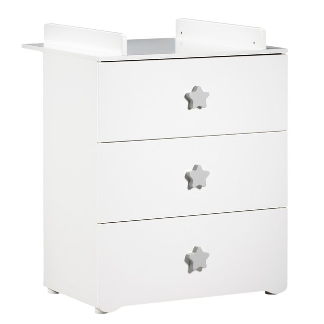 Commode à langer 3 tiroirs Couleur blanc/gris <span itemprop=