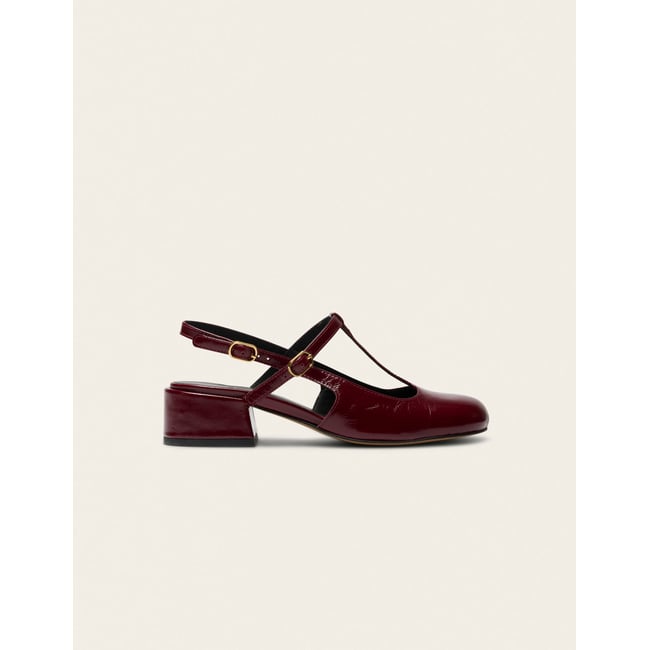 Escarpins RYLA cuir plissé verni bordeaux <span itemprop=