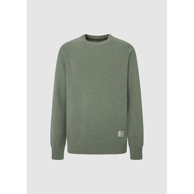 Cotton Mix Jumper with Crew Neck, sage green, PEPE JEANS