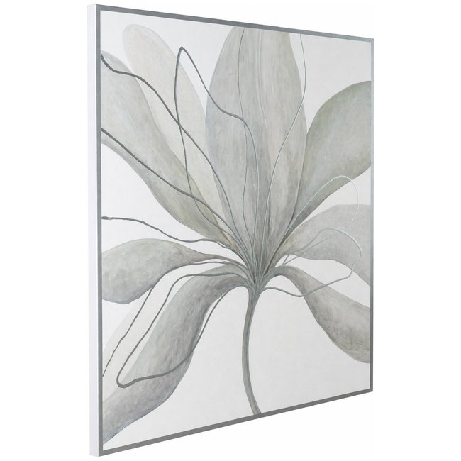 Toile murale fleur abstraite Couleur blanc et gris <span itemprop=