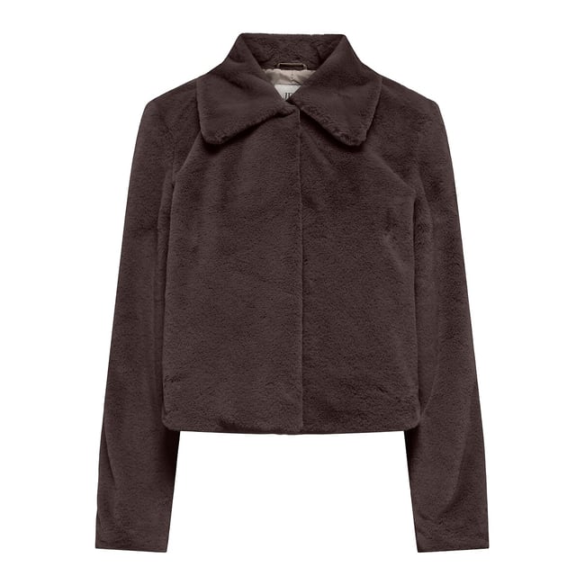 Cappotto corto tessuto effetto peluche marrone cioccolato JDY