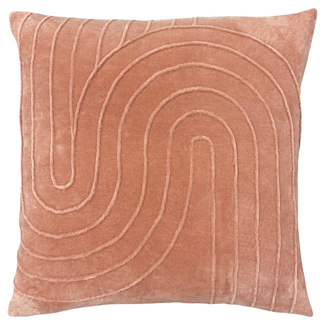 Mangata Pleated Velvet Filled Cushion 45x45cm, blush pink, FURN.