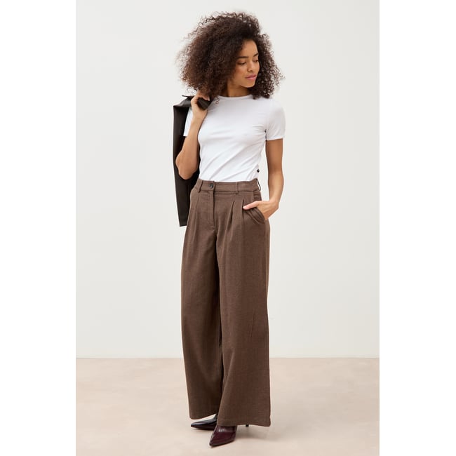 Pantalon large taille standard marron fonce <span itemprop=