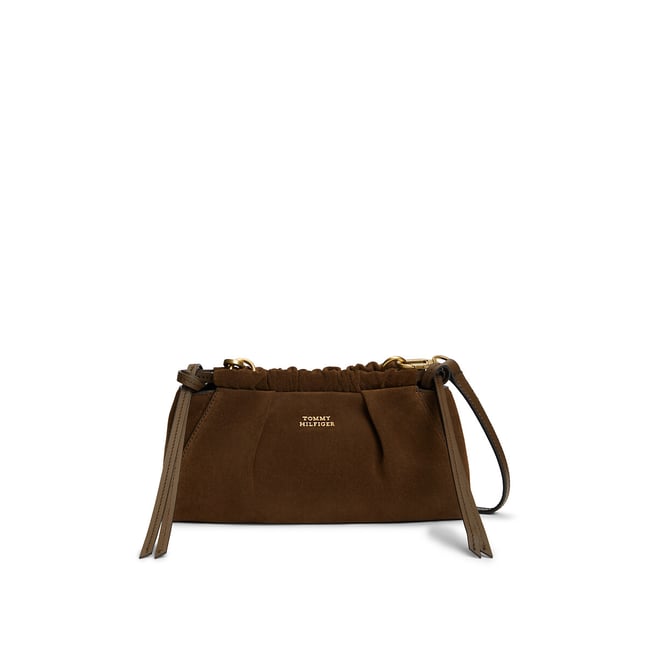 Suede Crossbody Bag, brown, TOMMY HILFIGER