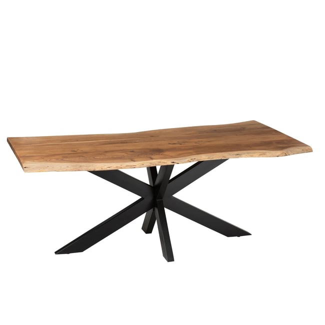 Table de salle à manger rectangulaire en acacia et métal noir L200 - EDGAR Couleur acacia naturel <span itemprop=