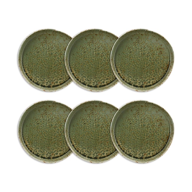 Lot de 6 assiettes plates 23cm en porcelaine, SIGMA Couleur vert <span itemprop=