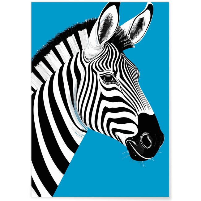 Affiche Zèbre graphique pop Couleur blanc <span itemprop=