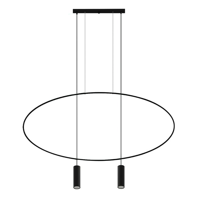 Suspension Acier Noir GU10 2 Holar Couleur noir <span itemprop=