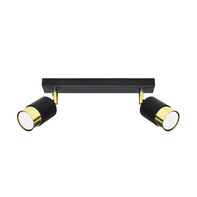 Plafonnier Acier Or/Noir GU10 2 Nero Couleur jaune <span itemprop=