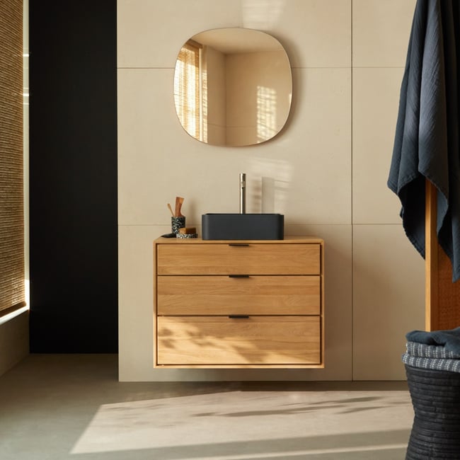 Meuble Salle De Bain en Chêne massif, SENSON Couleur naturel <span itemprop=