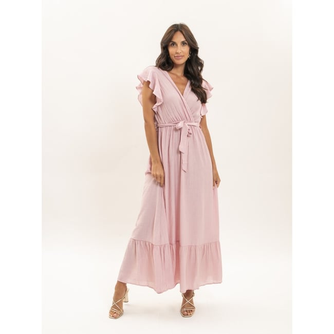 Robe Longue Cache-coeur Avec Ceinture Iteria v002234 <span itemprop=