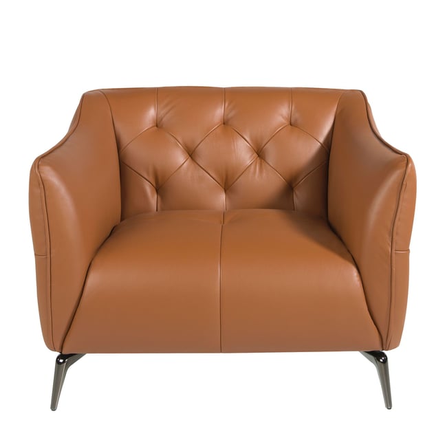 Fauteuil Chester cuir Couleur marron | acier <span itemprop=
