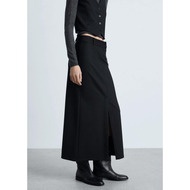 Jupe tailleur rayures tennis noir <span itemprop=